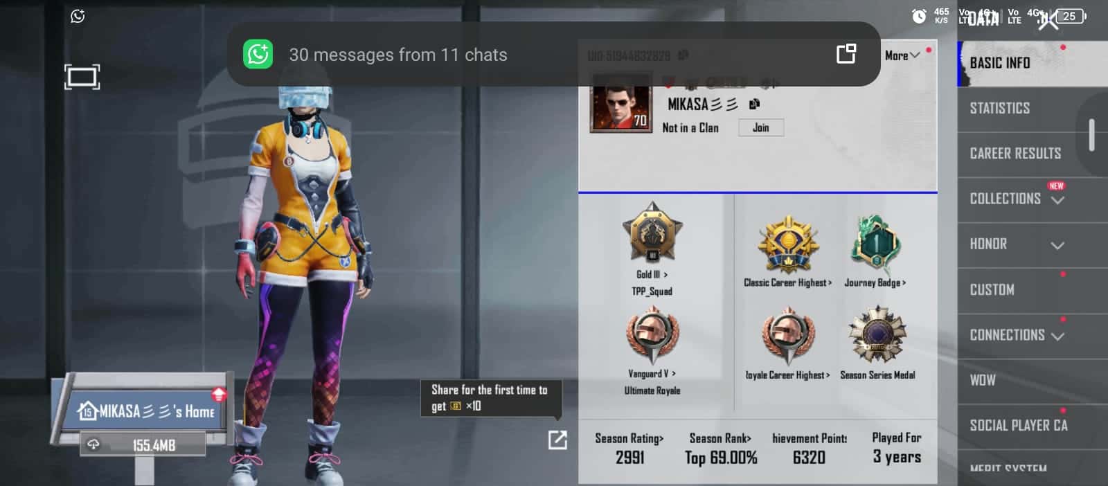 🔥 LEVEL 70 COLLECTION | 59 MYTHICS | 11X KILL MESSAGES | SPY FAMILY COLLECTION 🔥
