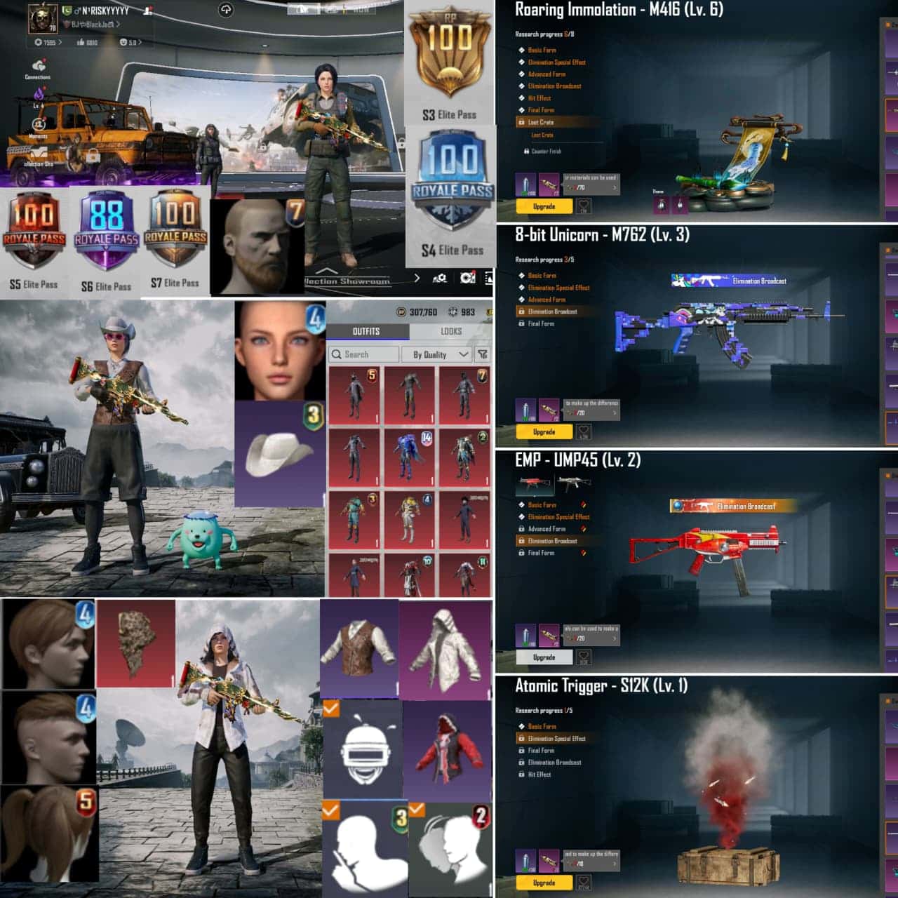 COLLECTION LVL 56 | 16X LAB GUNS (ROARING M416 LVL 6) | S2 RAREST STUFF & OG BEARDS | S3-S7 MAX/SKIP | 75+ MYTHICS