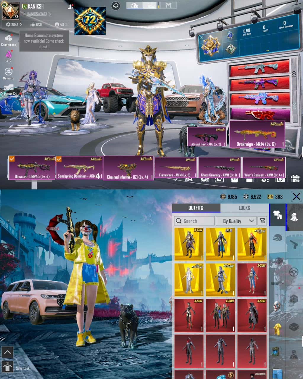LEVEL 72 COLLECTION | PHARAOH X-SUIT (LVL 6) | 62X LAB GUNS (DUO MAX M416 + KILL MESSAGES) | 8X ULTIMATES | 3X SPORTS CARS