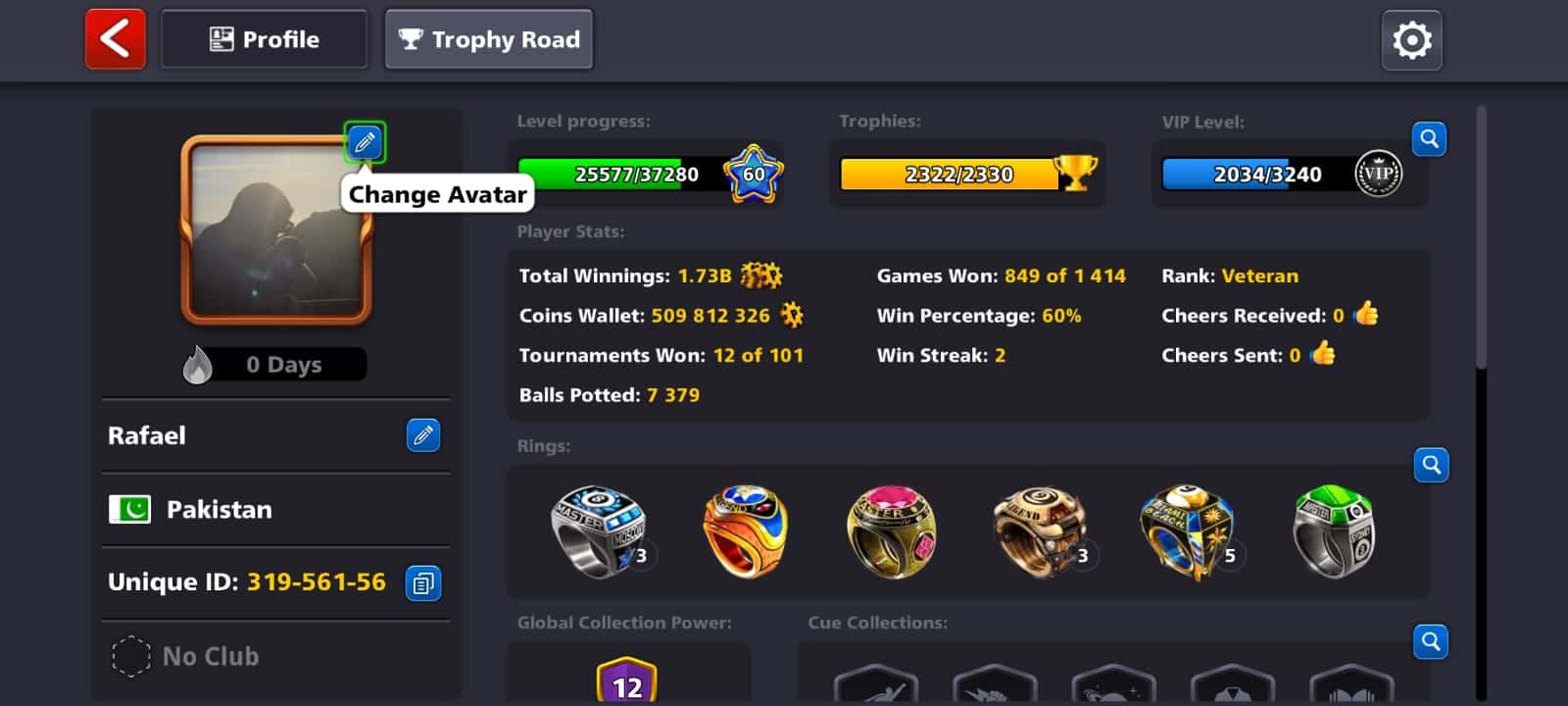 Veteran Lvl 118 509M 60%-Win Rate