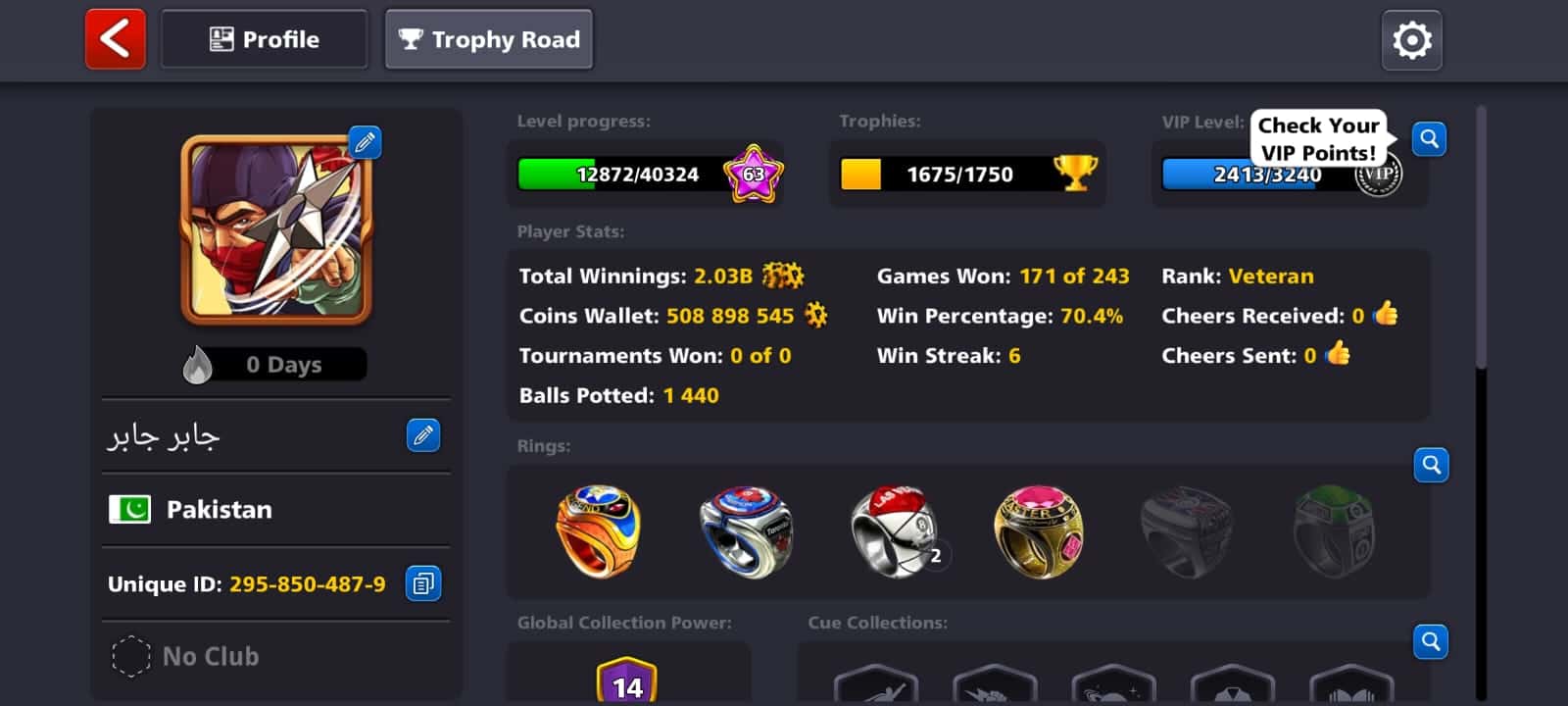 Veteran Lvl 118 508M 70%-Win Rate