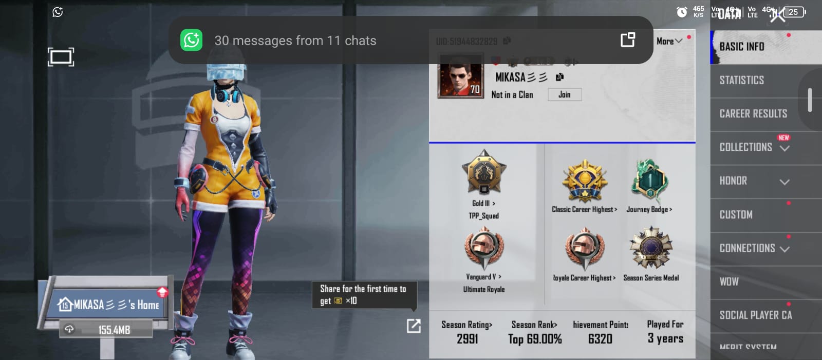 🔥 LEVEL 70 COLLECTION | 59 MYTHICS | 11X KILL MESSAGES | SPY FAMILY COLLECTION 🔥