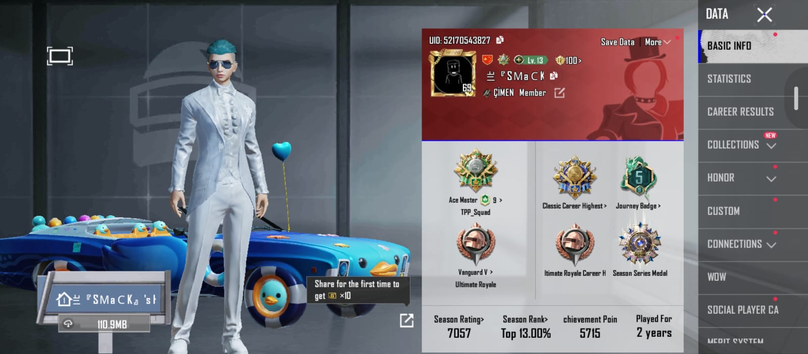 🔥 COLLECTION LV 46 | 42 MYTHICS | AKM LVL 4 (KILL MSG) | WEDDING SET + 4 MATERIALS 🔥