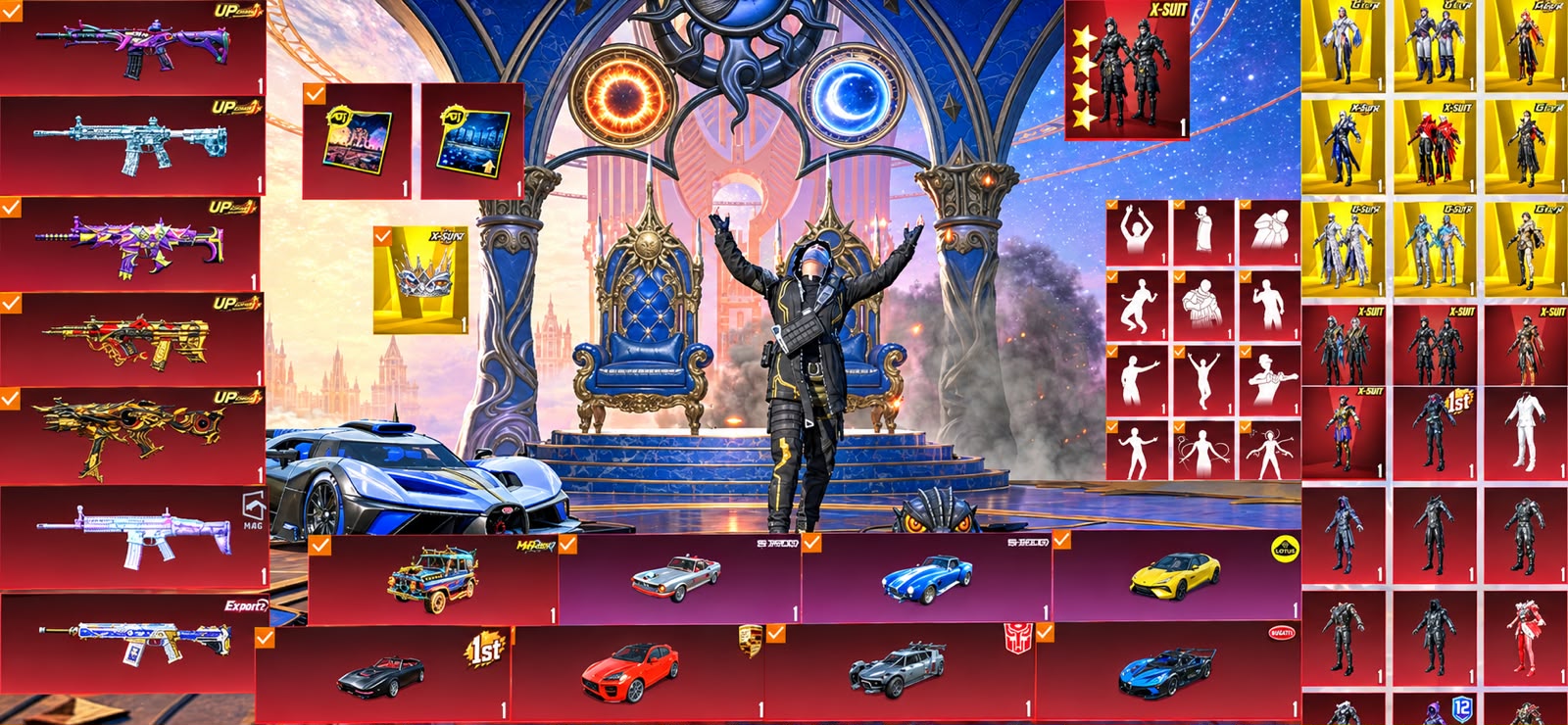 🔥 7X RED MAX WEAPONS | 4-STAR X-SUIT | 7X SUPERCARS | 12X ULTIMATES 🔥